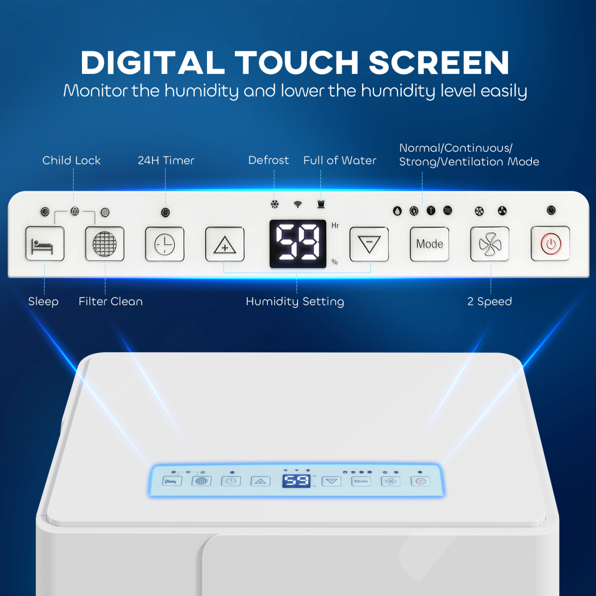 HOMCOM 30L Smart Dehumidifier with Auto Defrost & Air Purifier for Home