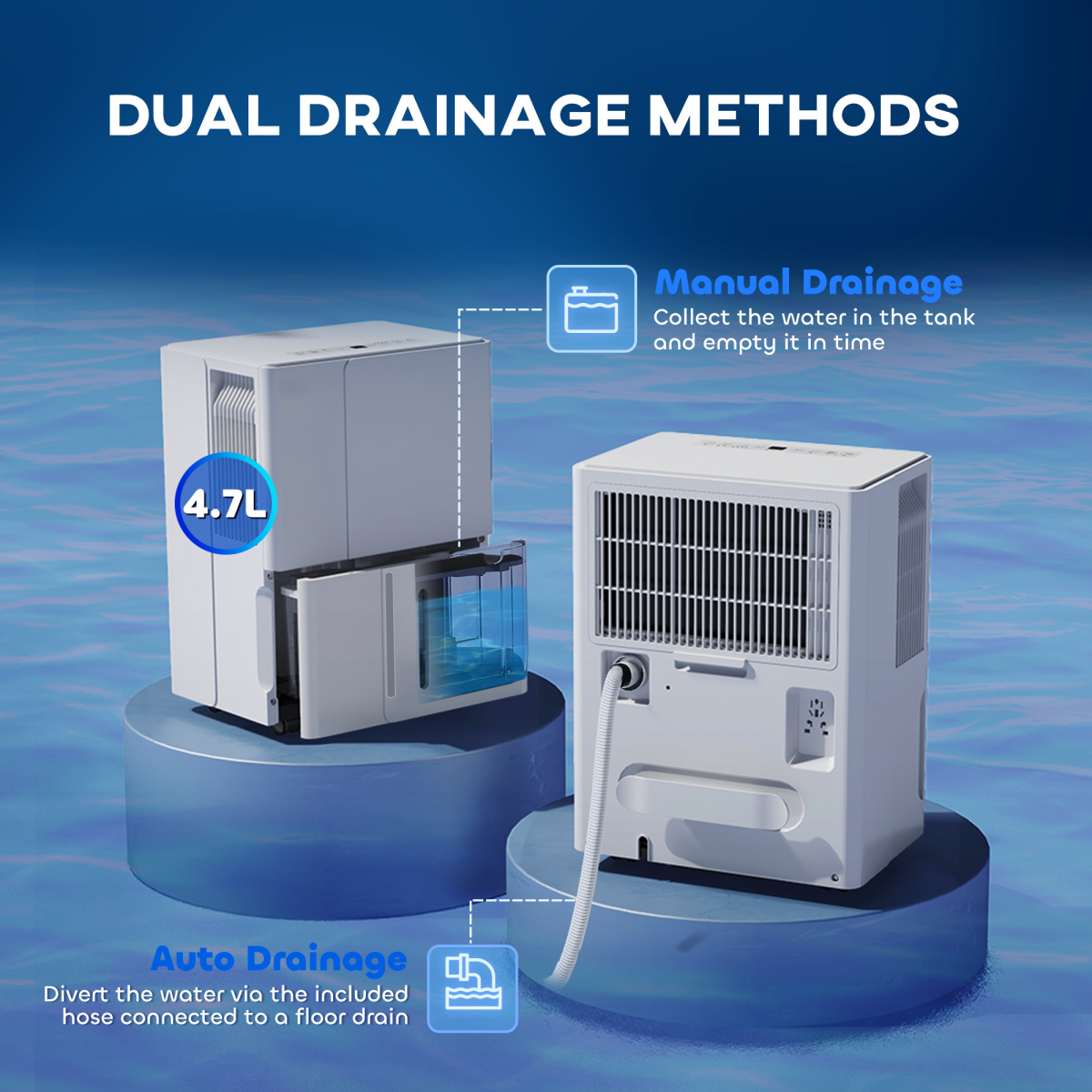 HOMCOM 30L Smart Dehumidifier with Auto Defrost & Air Purifier for Home