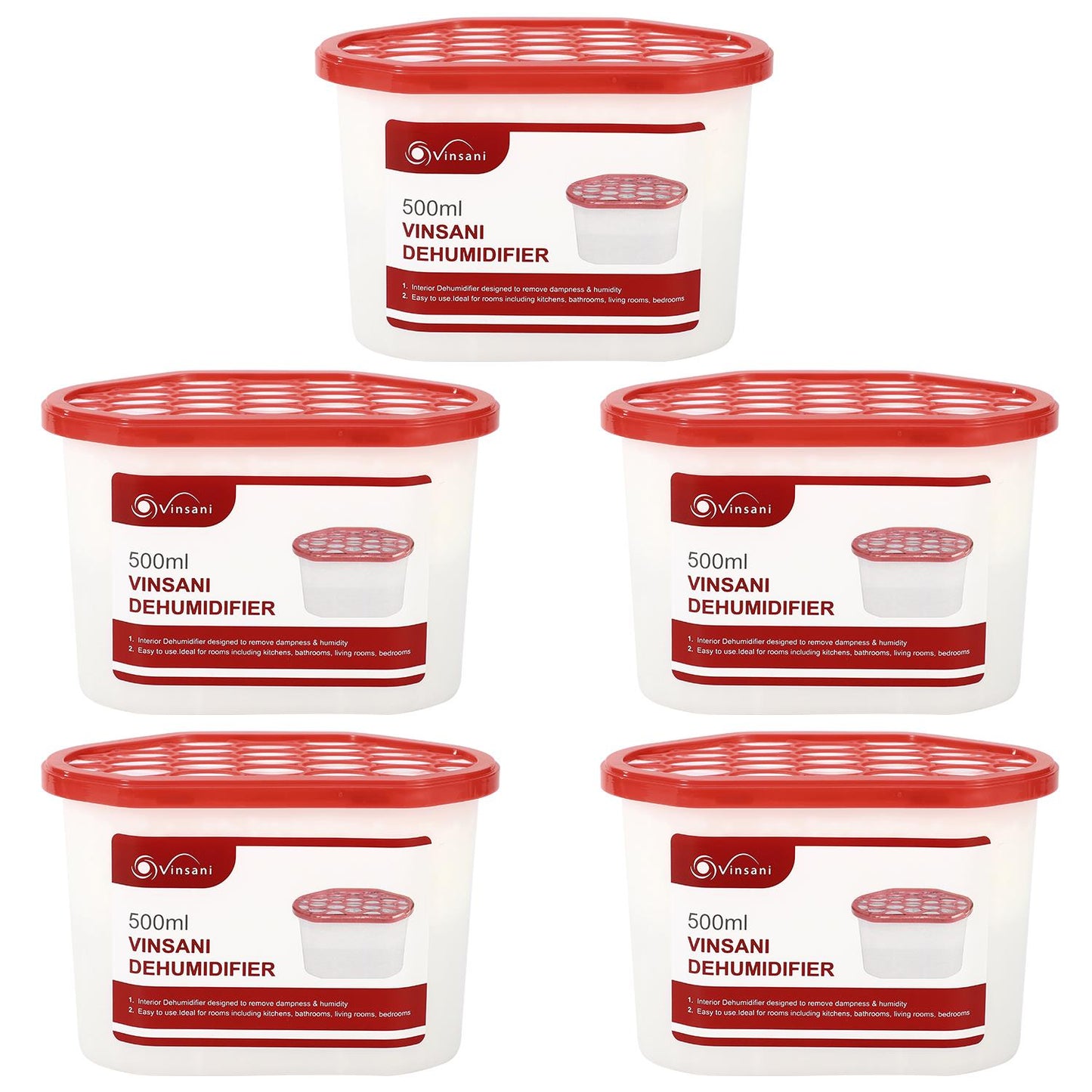 VINSANI 5-Pack Dehumidifier Crystals - Combat Dampness & Odor Effortlessly!