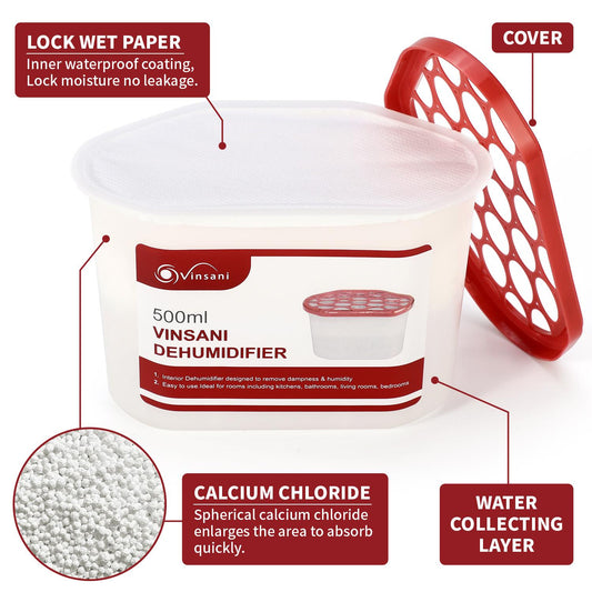 VINSANI 5-Pack Dehumidifier Crystals - Combat Dampness & Odor Effortlessly!
