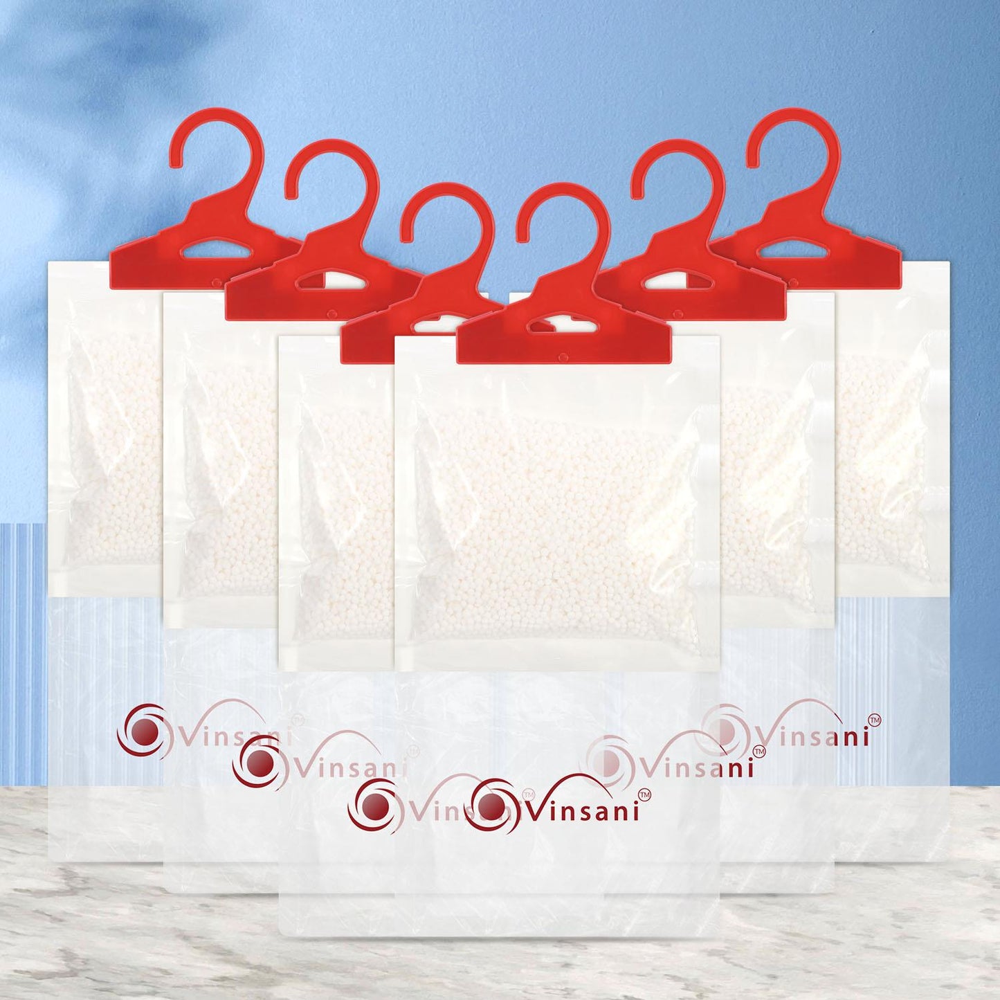 VINSANI 6-Pack Ultra-Absorbent Hanging Wardrobe Dehumidifier Bags