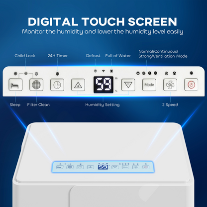 HOMCOM 30L Smart Dehumidifier with Auto Defrost & Air Purifier for Home